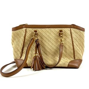 Ralph Lauren summer satchel bag woven tassel